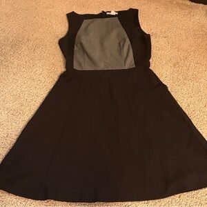 H&M Black Midi Dress with Gray Front Panel